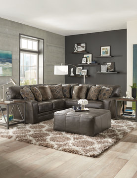 Regula 2 Piece Leather Sectional - Steel Right Loveseat