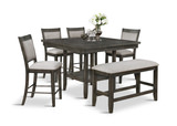 Fulton Grey Counter Table With 4 Counter Stools And Bench thumbnail 1