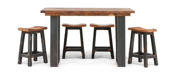 Twin Ports Bar Table With 4 Saddle Seat Stools
