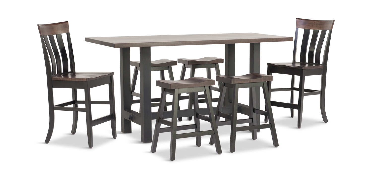 Boulder Creek Pub Table With 4 Saddle Seat 2 | HOM Furniture