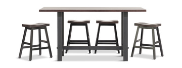 Boulder Creek Pub Table With 4 Saddle Seat Stools