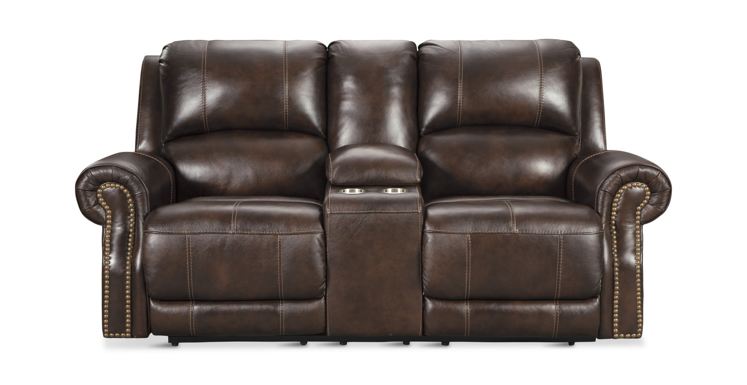 Walden Leather Power Reclining Loveseat With Dock86