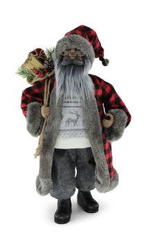 18″ Santa With Buffalo Plaid Jacket