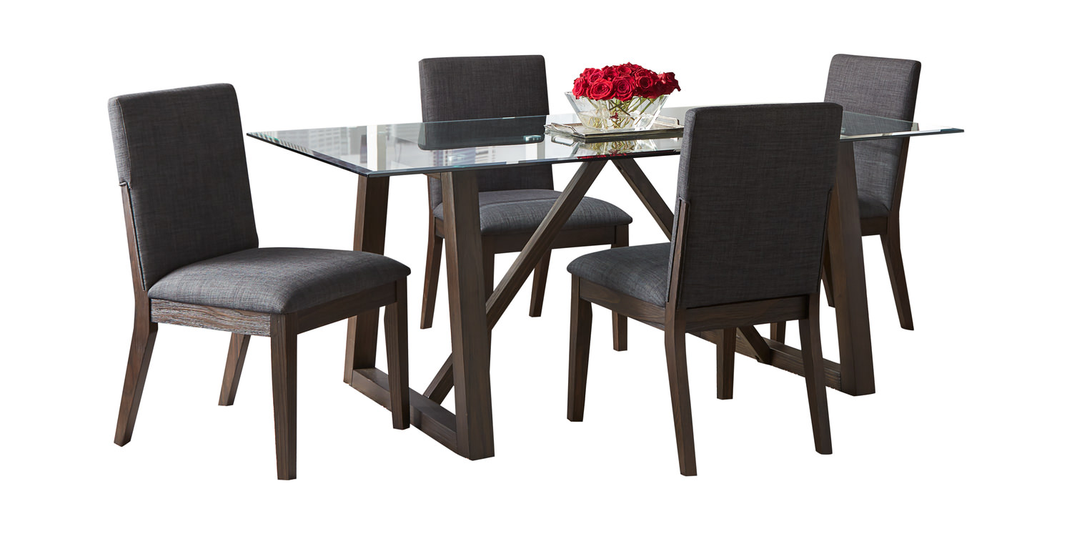 Amalfi Modern Glass Top Table With 4 Chairs Hom Furniture