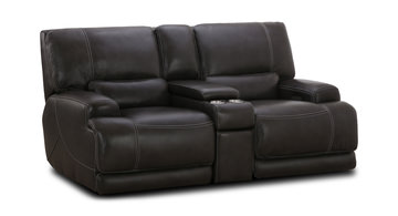 Valeur Leather Power Reclining Loveseat With Console