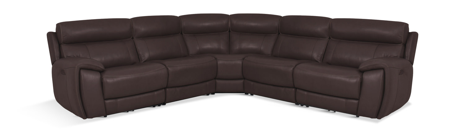 Maya 6 Piece Leather Power Reclining Modular Sectional