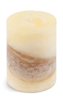 Beige Vanilla Cinnamon Zigzag Pillar Candle - Small