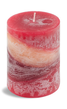Red Cinnamon Apple Zigzag Pillar Candle - Small