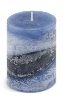 Purple Silver Zigzag Pillar Candle - Small