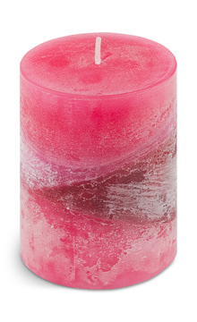Pink Winter Woods Zigzag Pillar Candle - Small