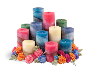 Pink Winter Woods Zigzag Pillar Candle - Small