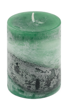 Green Eucalyptus Zigzag Pillar Candle - Small