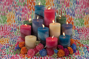 Pink Winter Woods Zigzag Pillar Candle - Small