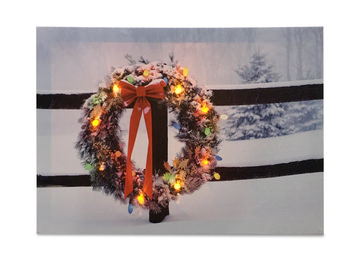 Wreath On Fence LED Canvas Art