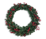 36″ Decorated Wreath With 100 Warm White LED Lights thumbnail 1