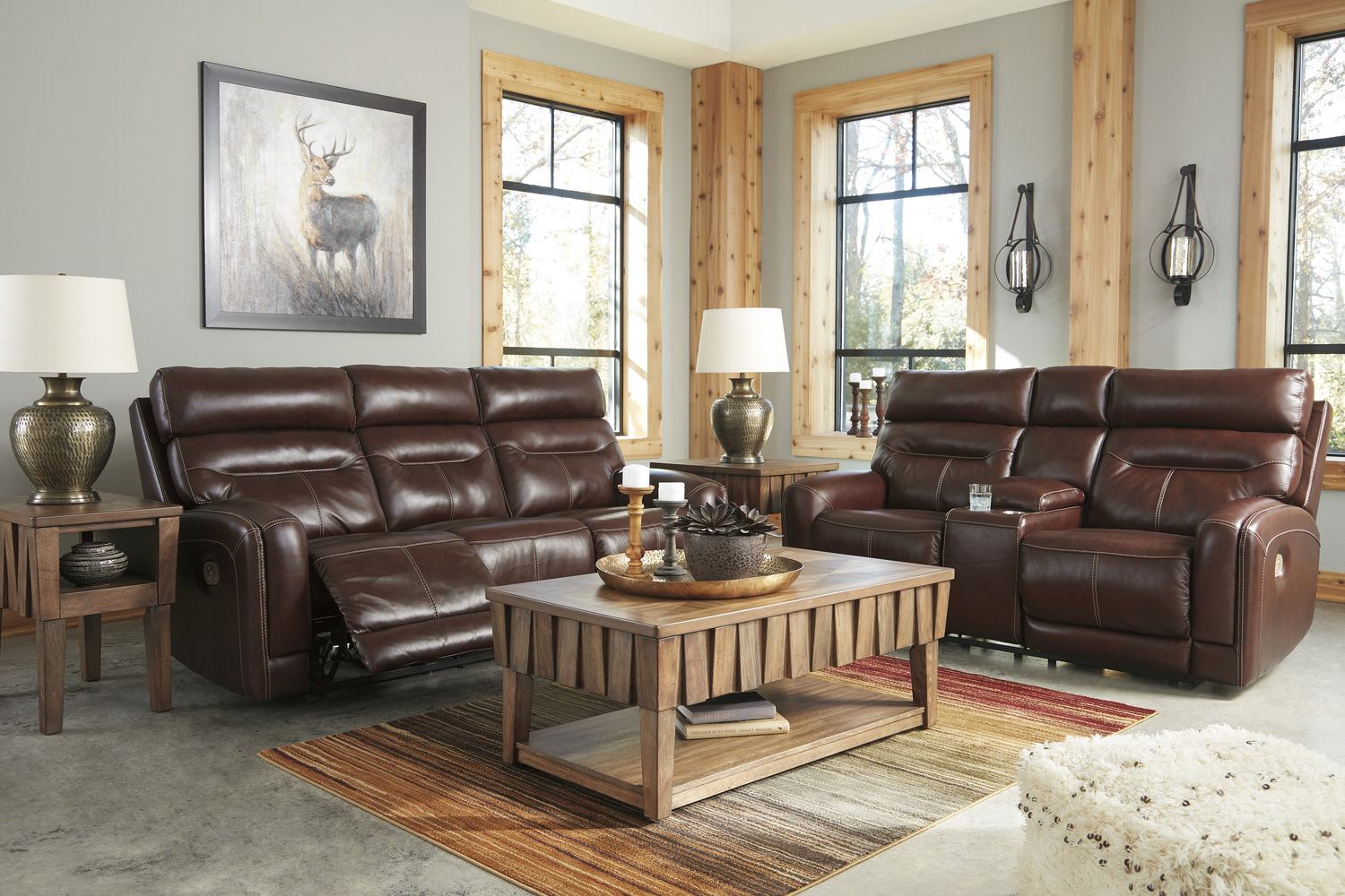 Reed Leather Power Reclining Sofa And Loveseat Set