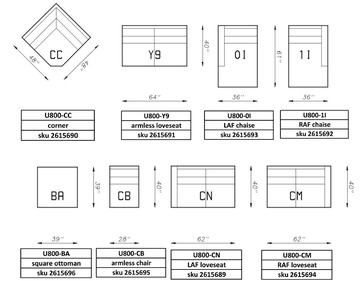 Roma 4 Piece Leather Modular Sectional - Left Side Chaise