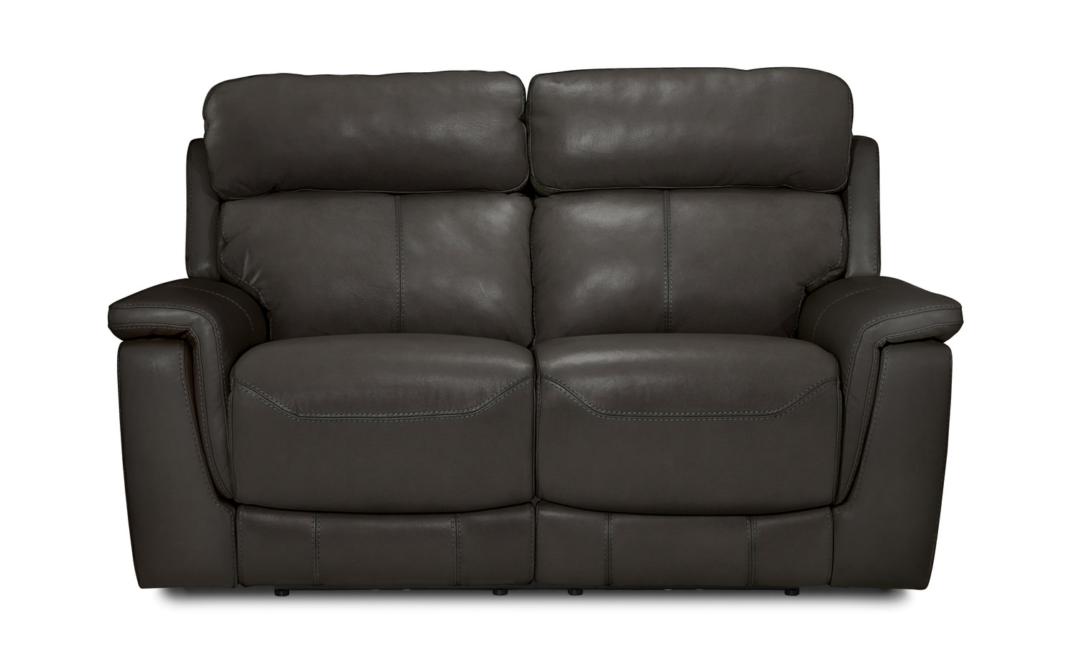 2 seater black leather recliner