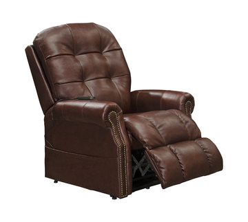 Watt Leather Power “Lay Flat” Lift Chair Recliner - Walnut