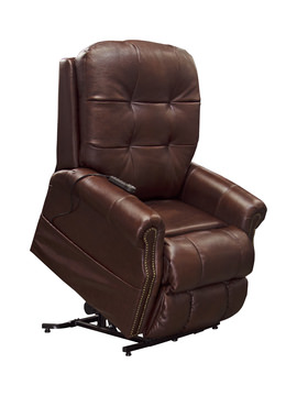 Watt Leather Power “Lay Flat” Lift Chair Recliner - Walnut