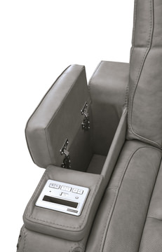 Rigel Leather Power Reclining Sofa - Gray