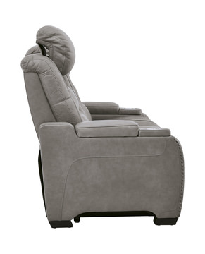 Rigel Leather Power Reclining Sofa - Gray