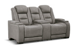 Rigel Leather Power Reclining Loveseat With Console - Gray thumbnail 2