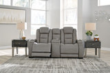 Rigel Leather Power Reclining Loveseat With Console - Gray thumbnail 4