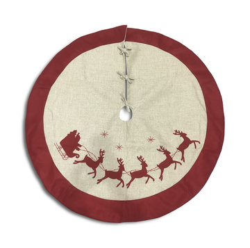 image Reindeer With Sled Tree Skirt