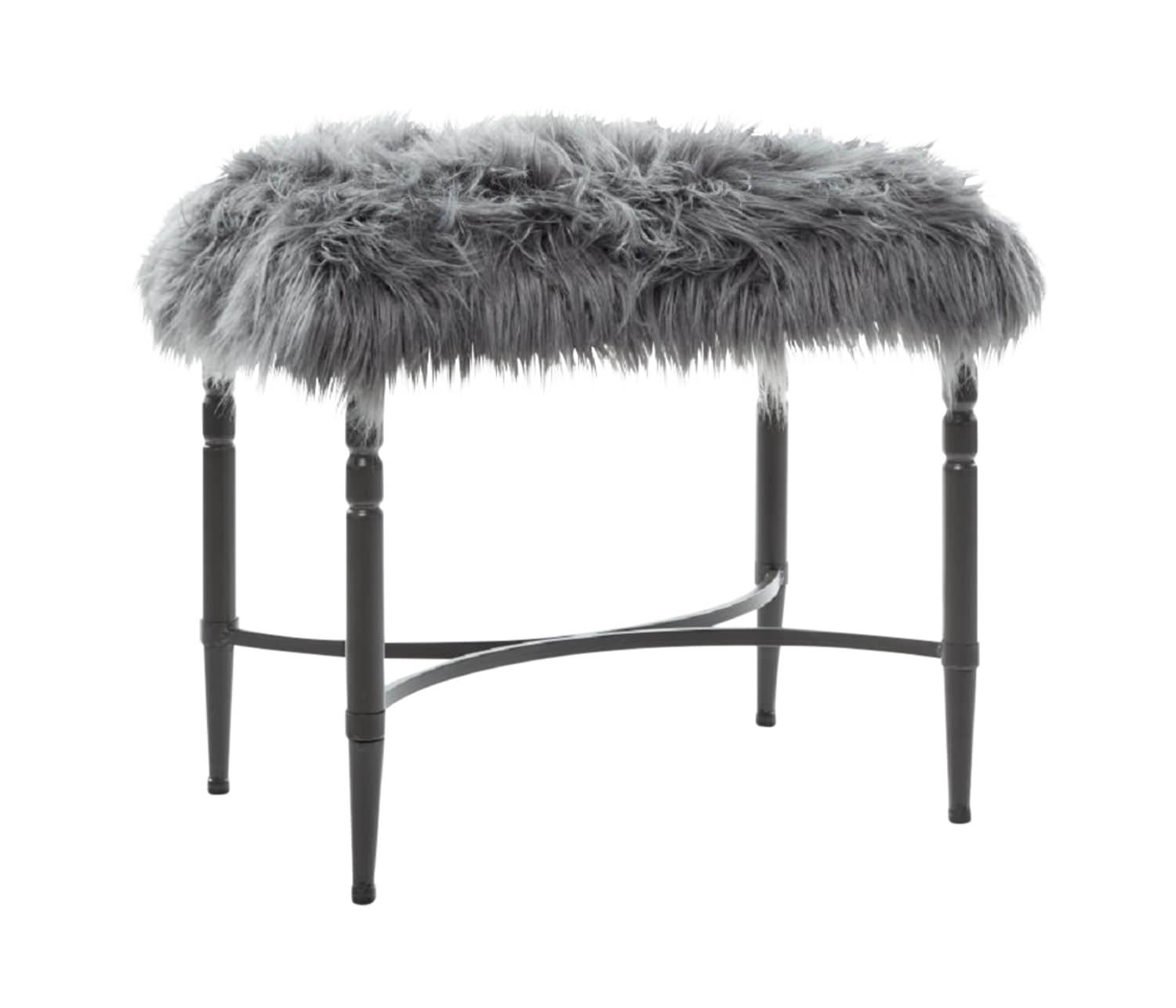 grey faux fur stool