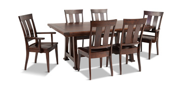 image Springfield Trestle Table With 4 Side Chairs And 2 Arm Chairs