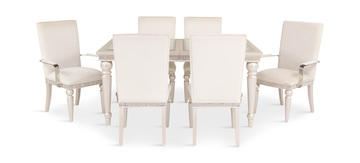 Glimmering Heights Dining Table With 4 Side Chairs And 2 Arm Chairs