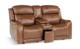 Saddle Leather Power Reclining Loveseat With Console thumbnail 4