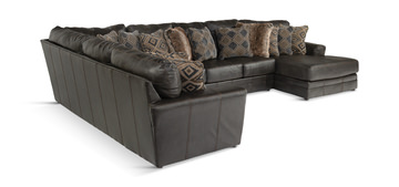 Regula 3 Piece Leather Sectional - Steel Right Chaise