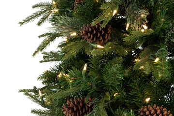 Woodland Pine 9′ Slim Artificial Christmas Tree With Warm White LED Lights