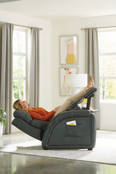 Jetson Zero Gravity Leather Power Recliner - Gunmetal