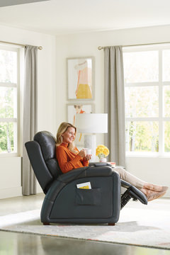 Jetson Zero Gravity Leather Power Recliner - Gunmetal