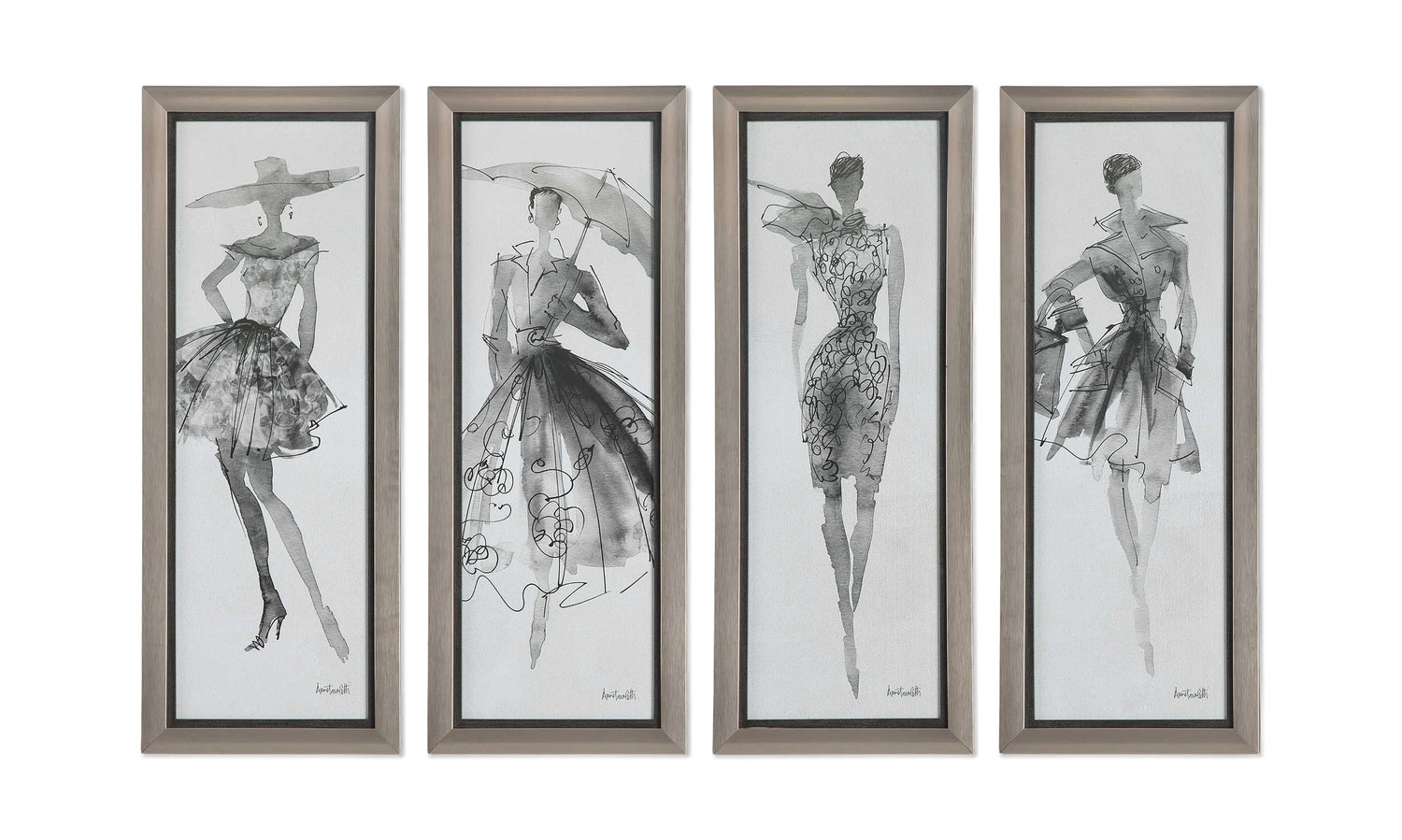 Fashion Sketchbook Framed Prints - Set of 4