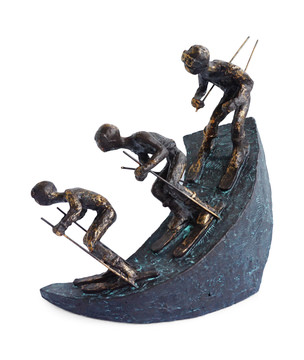 Three Skiing Men Sculpture