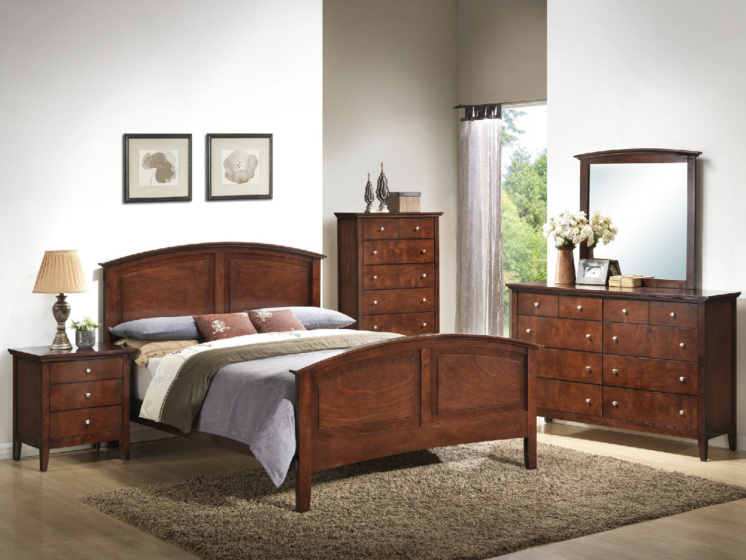Hanover 4 Piece Bedroom Suite Whiskey Finish HOM Furniture