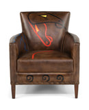 Norvell Hand Painted Leather Chair thumbnail 2