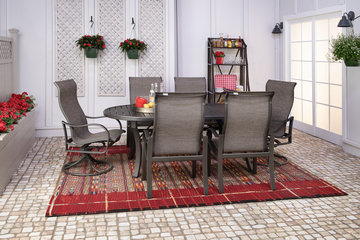 Marina Tribal Stripe Red 7′10″ X 9′10″ Area Rug