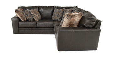 Regula 2 Piece Leather Sectional - Steel Right Loveseat
