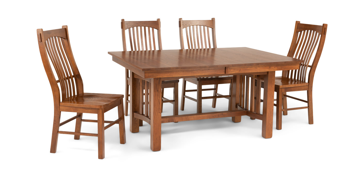 oak dining table and four chairs