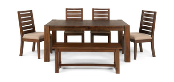 Emerson Salvage Leg Table With 4 Chairs And Bench