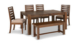 Emerson Solid Mahogany Salvage Leg Table With 4 Chairs And Bench thumbnail 1