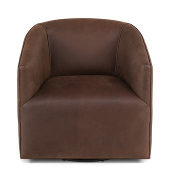 Fame Leather Swivel Chair - Fudge