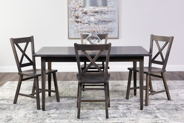 Eagle Mountain Extension Table With 4 X Back Chairs - Grey