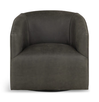 Fame Leather Swivel Chair - Charcoal