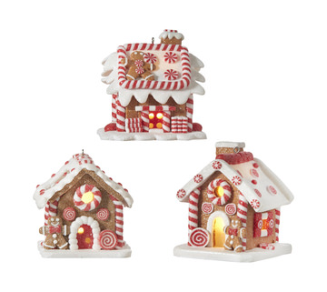 image Assorted Gingerbread House Lighted Ornaments